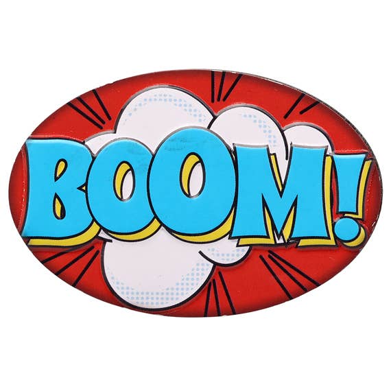Boom Embossed Metal Magnet: Tin