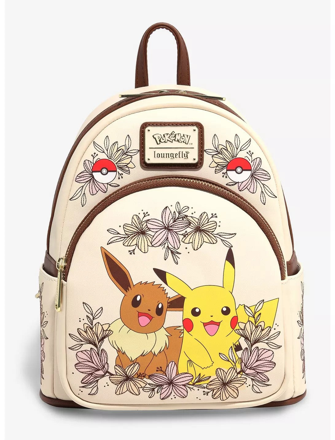 Loungefly Pokemon Pikachu and Eevee Floral Mini Backpack and Wallet
