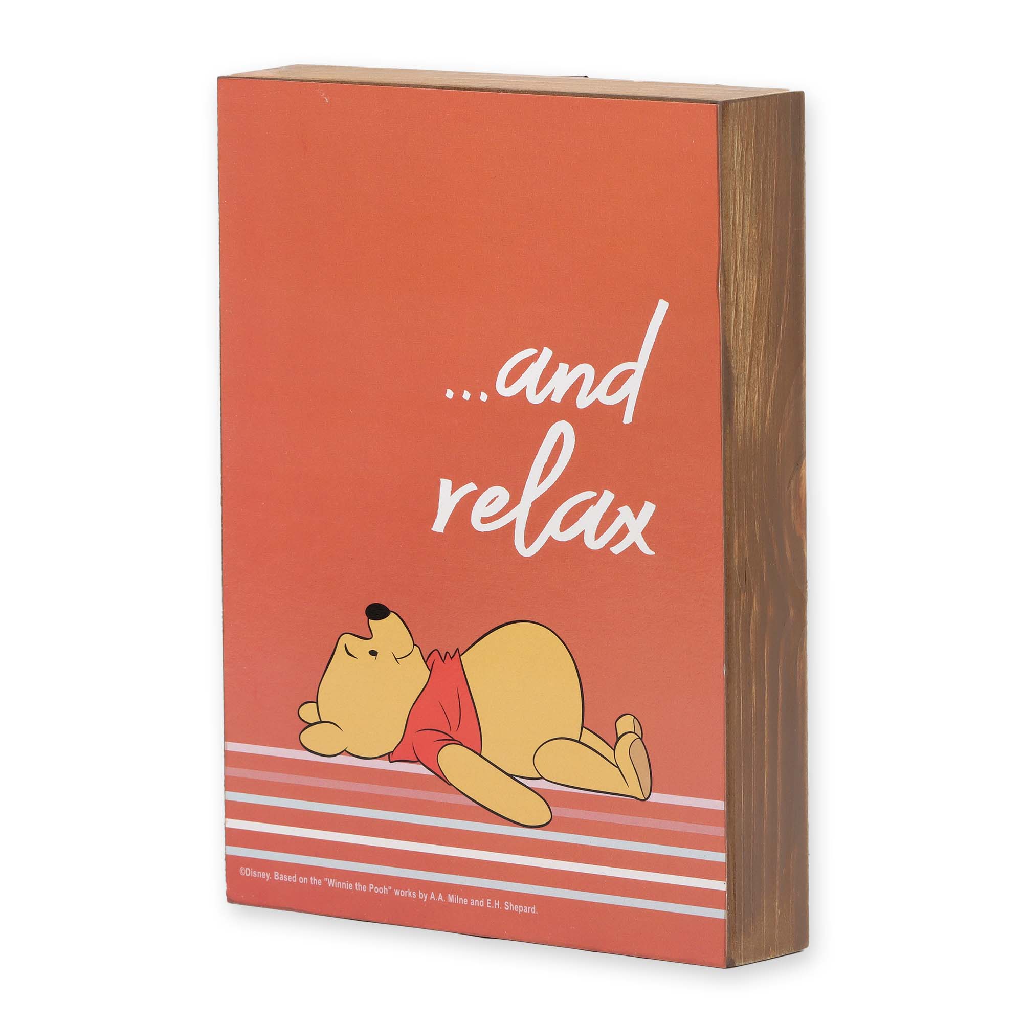 Disney Winnie the Pooh Relax Striped Wood Wall Decor: Wood