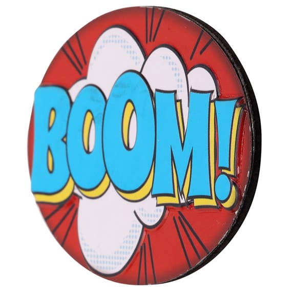 Boom Embossed Metal Magnet: Tin