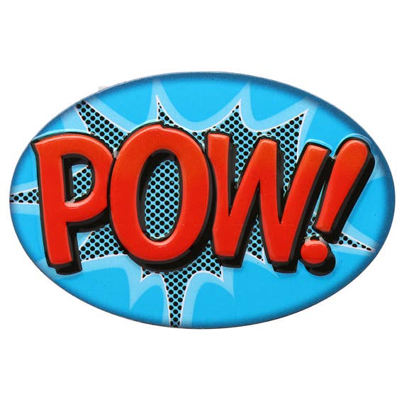 Pow Embossed Metal Magnet: Tin