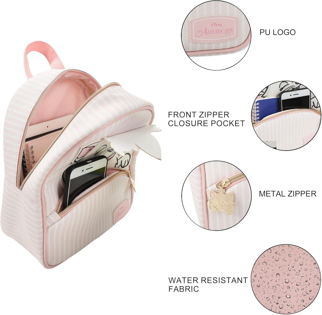 BioWorld Disney Aristocats Marie Winking Pink & White 10.5" Mini PU Backpack