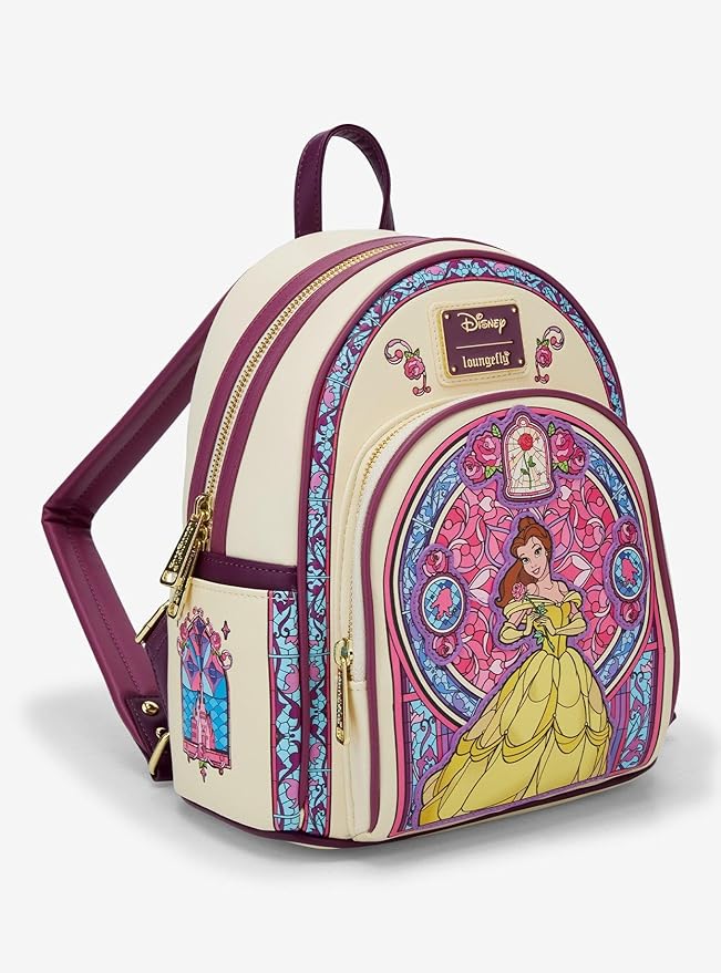 Loungefly Disney Beauty and the Beast Belle Stained Glass Portrait Mini Backpack