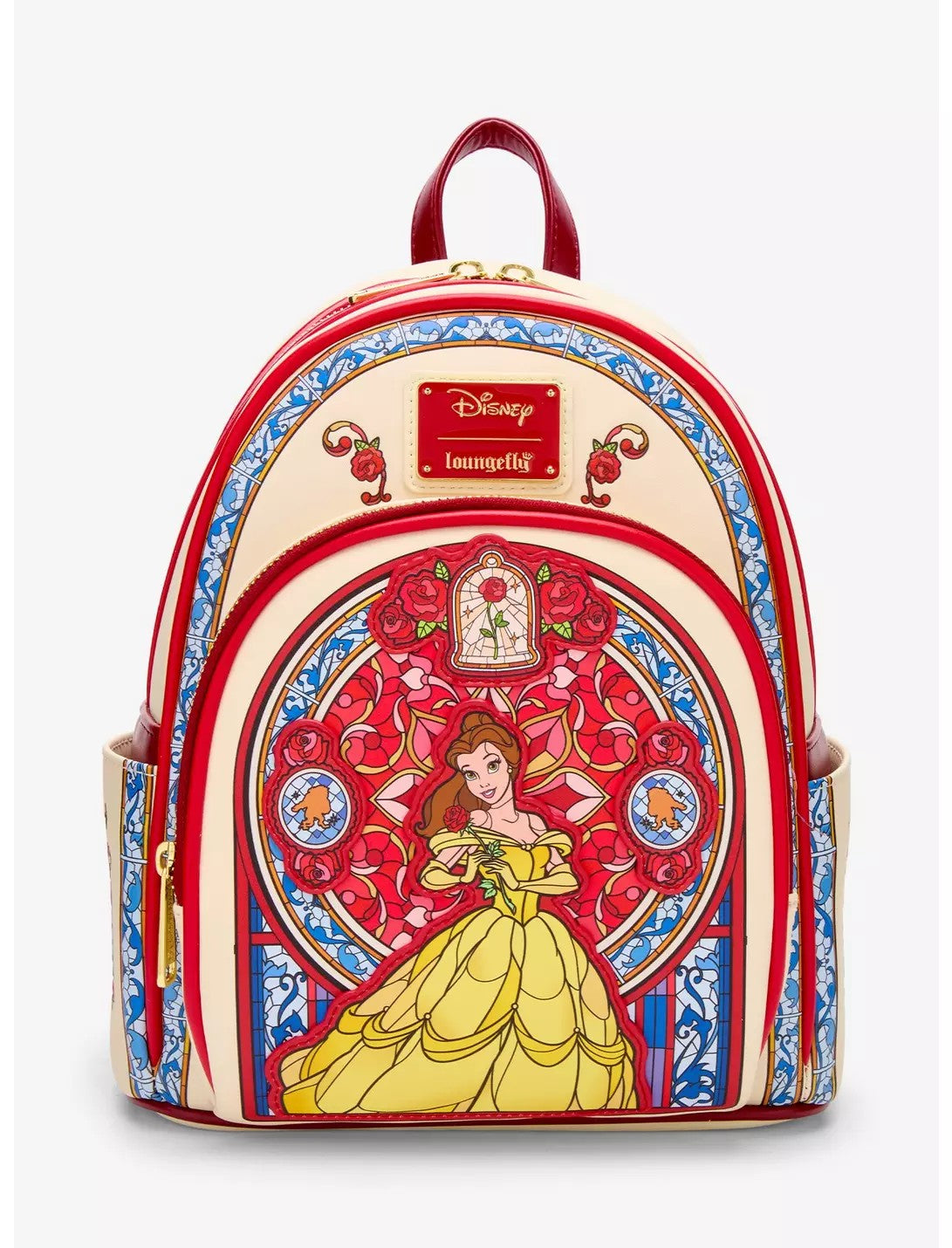 Loungefly Disney Beauty and the Beast Belle Red Stained Glass Portrait Mini Backpack