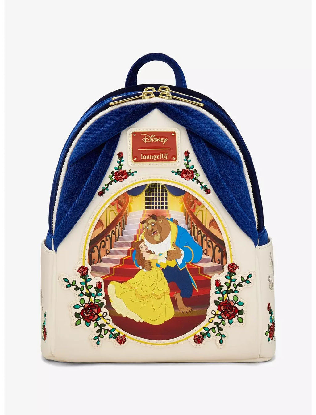 Loungefly Disney Beauty and the Beast Belle & Beast Velvet Mini Backpack