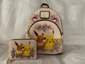 Loungefly Pokemon Pikachu and Eevee Floral Mini Backpack and Wallet