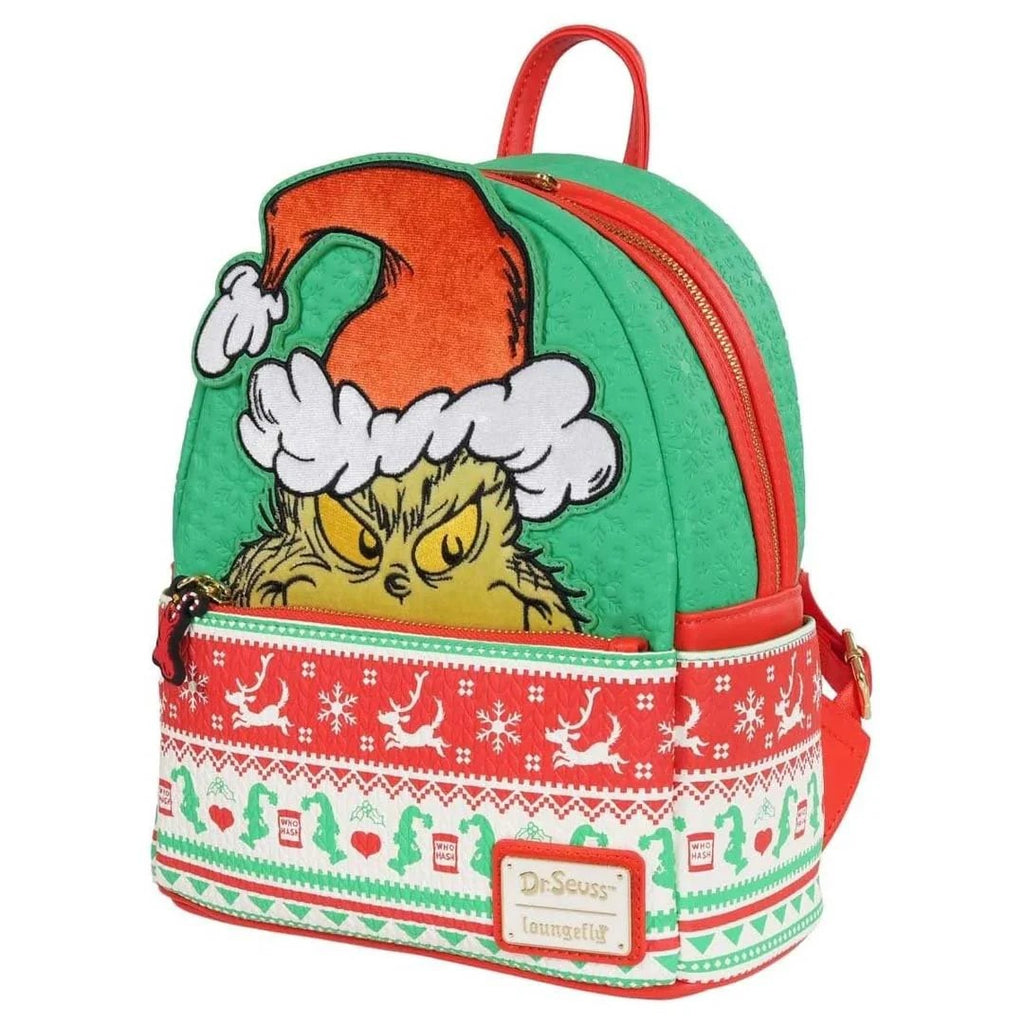 Loungefly How the Grinch Stole Christmas Grinch Christmas Sweater Mini-Backpack