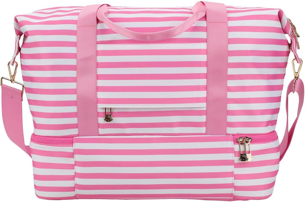 BioWorld Hello Kitty Character 17" Pink & White Striped Duffle Bag
