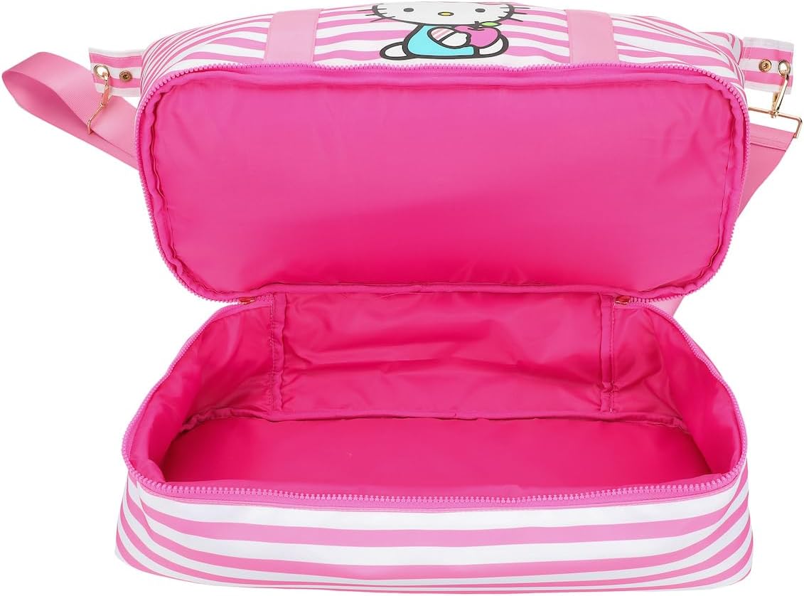 BioWorld Hello Kitty Character 17" Pink & White Striped Duffle Bag