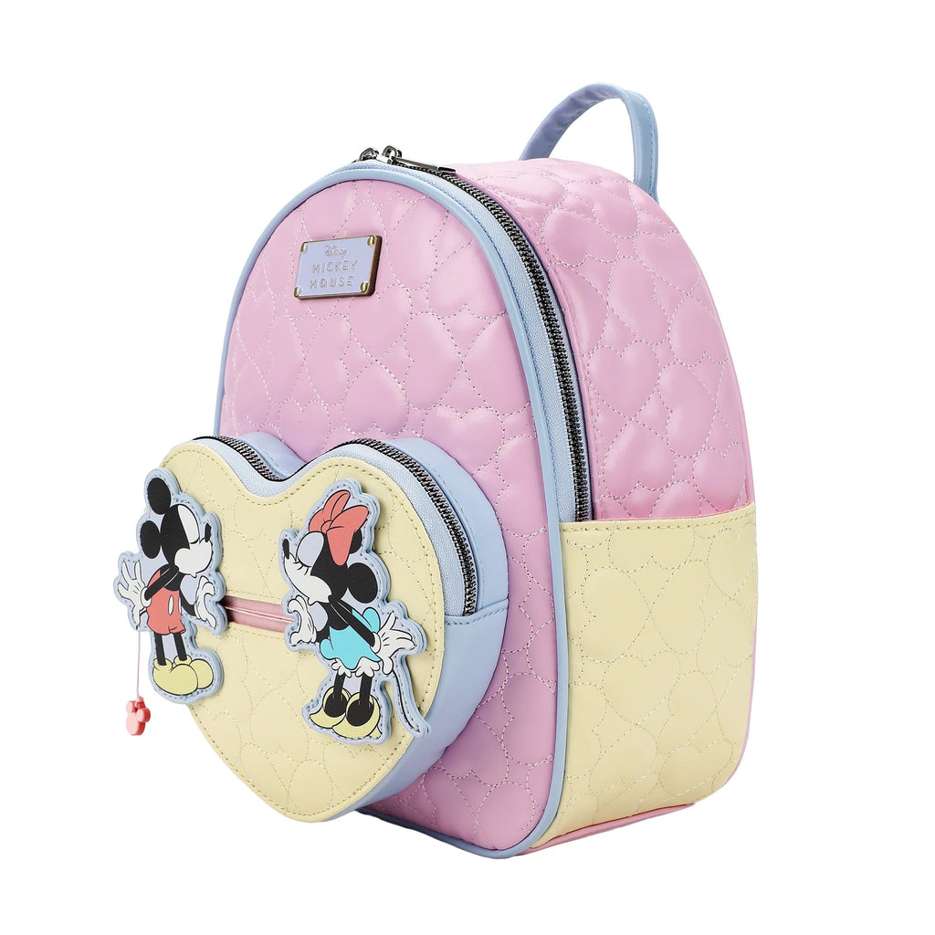 BioWorld- Disney Mickey Mouse and Minnie Mouse 10.5" Adult Mini Backpack With Movable Characters