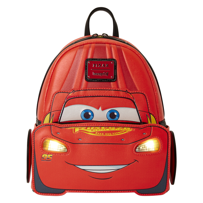 Loungefly Disney Pixar Cars 20th Anniversary Lightning McQueen Cosplay Light-Up Mini Backpack