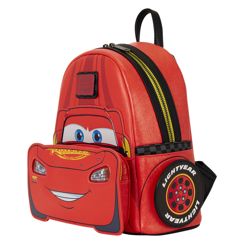 Loungefly Disney Pixar Cars 20th Anniversary Lightning McQueen Cosplay Light-Up Mini Backpack