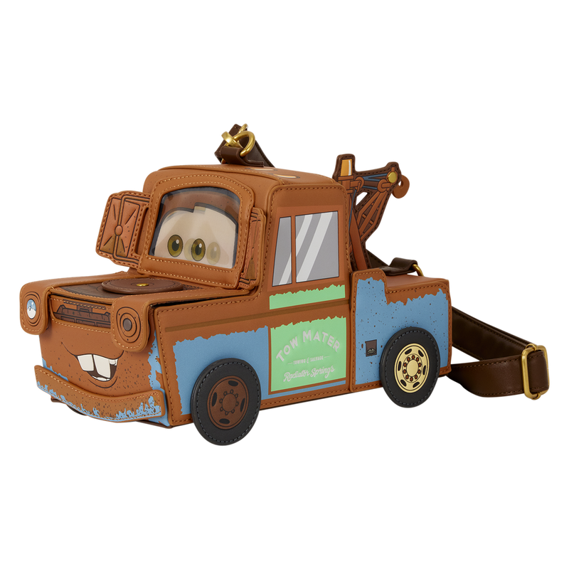 Loungefly Disney Pixar Cars 20th Anniversary Tow Mater Figural Crossbody Bag