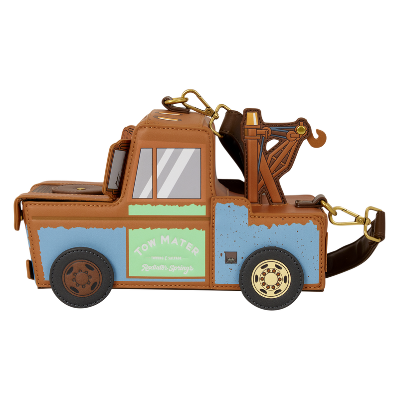 Loungefly Disney Pixar Cars 20th Anniversary Tow Mater Figural Crossbody Bag