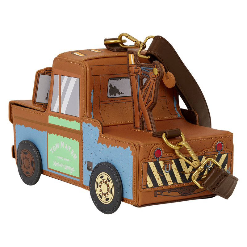 Loungefly Disney Pixar Cars 20th Anniversary Tow Mater Figural Crossbody Bag