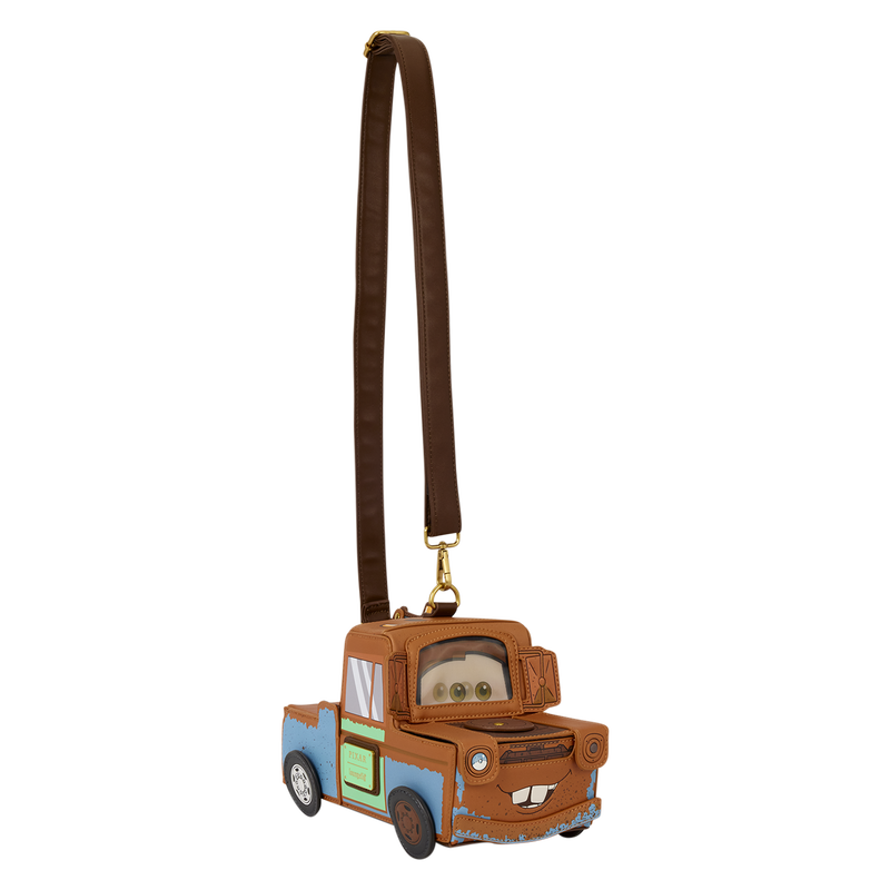 Loungefly Disney Pixar Cars 20th Anniversary Tow Mater Figural Crossbody Bag