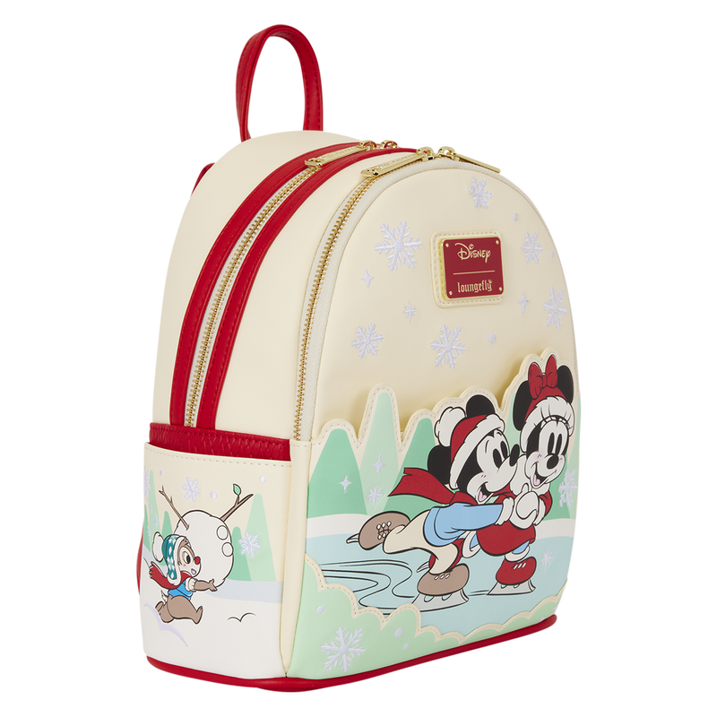 Loungefly Disney Mickey & Friends Holiday Ice Skating Mini Backpack