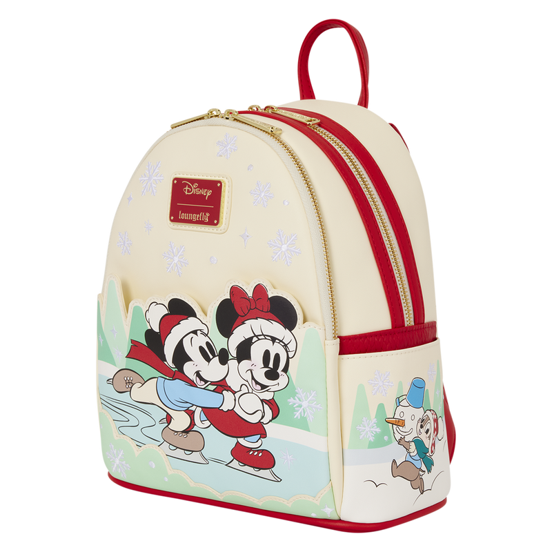 Loungefly Disney Mickey & Friends Holiday Ice Skating Mini Backpack