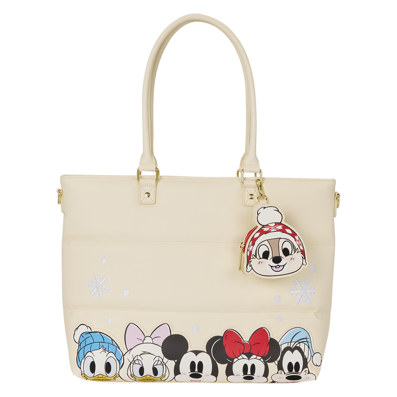 Loungefly Disney Mickey & Friends Holiday Snow Tote Crossbody Bag with Coin Bag
