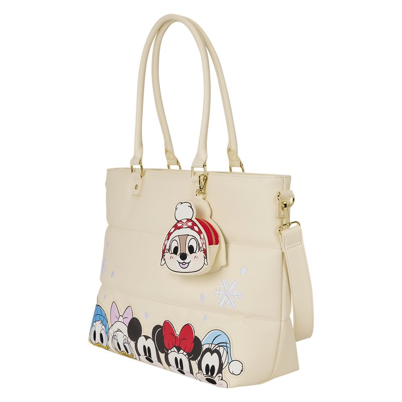 Loungefly Disney Mickey & Friends Holiday Snow Tote Crossbody Bag with Coin Bag