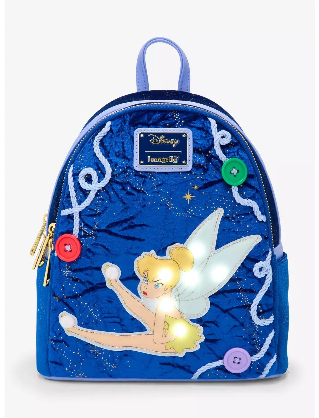 Loungefly Disney Peter Pan Tinker Bell Buttons Light-Up Mini Backpack