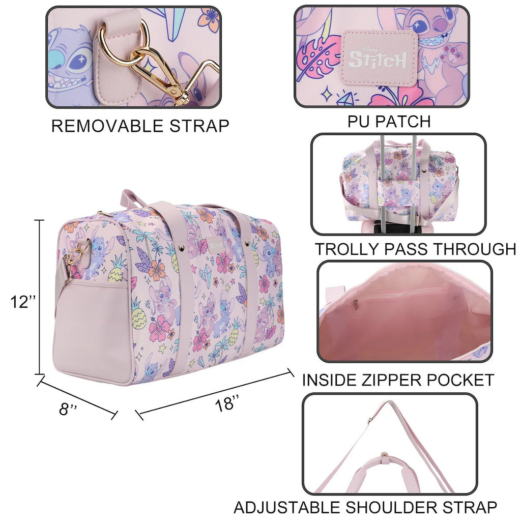 BioWorld- Disney Stitch & Angel 18" Pink Duffle Bag