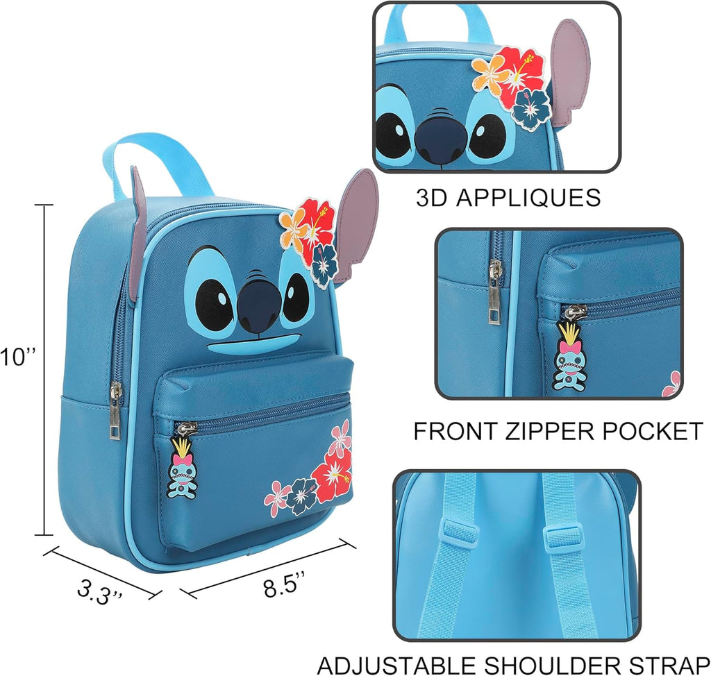 BioWorld Disney's Stitch Big Face Ears 10" Adult Mini Backpack