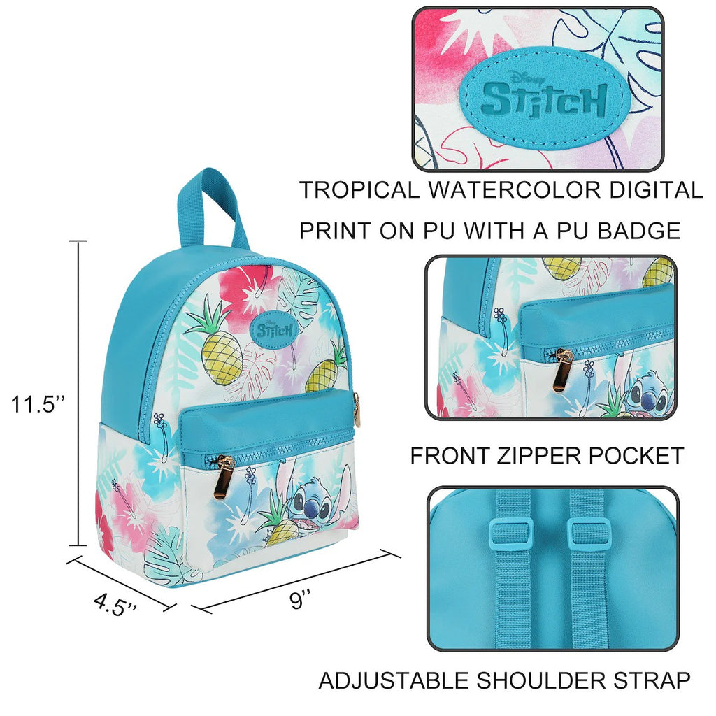 BioWorld- Lilo & Stitch Stitch With Pineapple Faux Leather 11.5" Mini Backpack