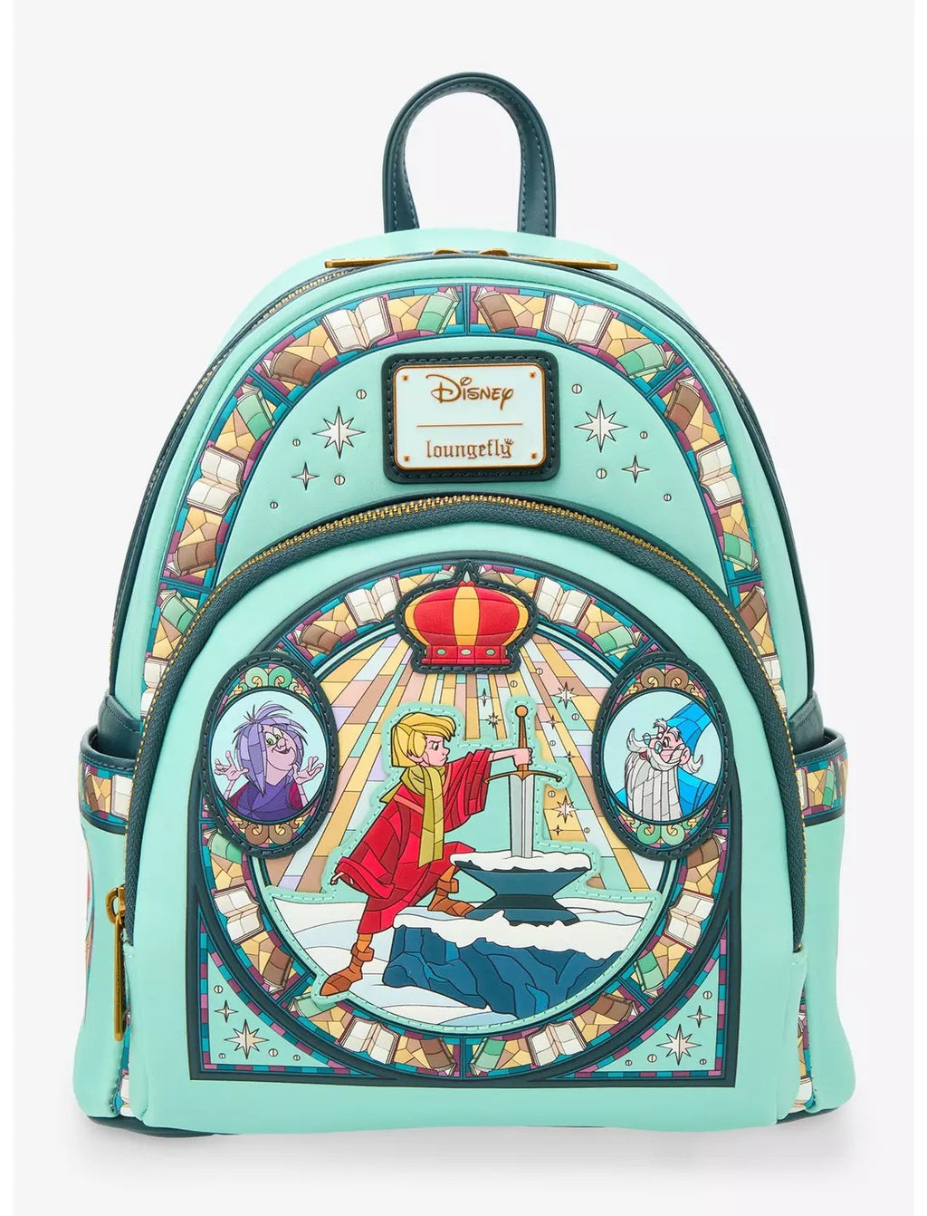 Loungefly Disney The Sword in the Stone Stained Glass Portrait Mini Backpack