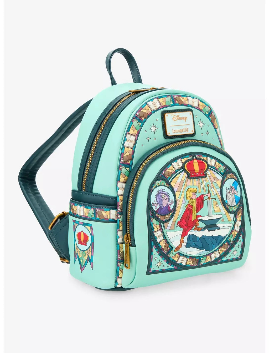 Loungefly Disney The Sword in the Stone Stained Glass Portrait Mini Backpack