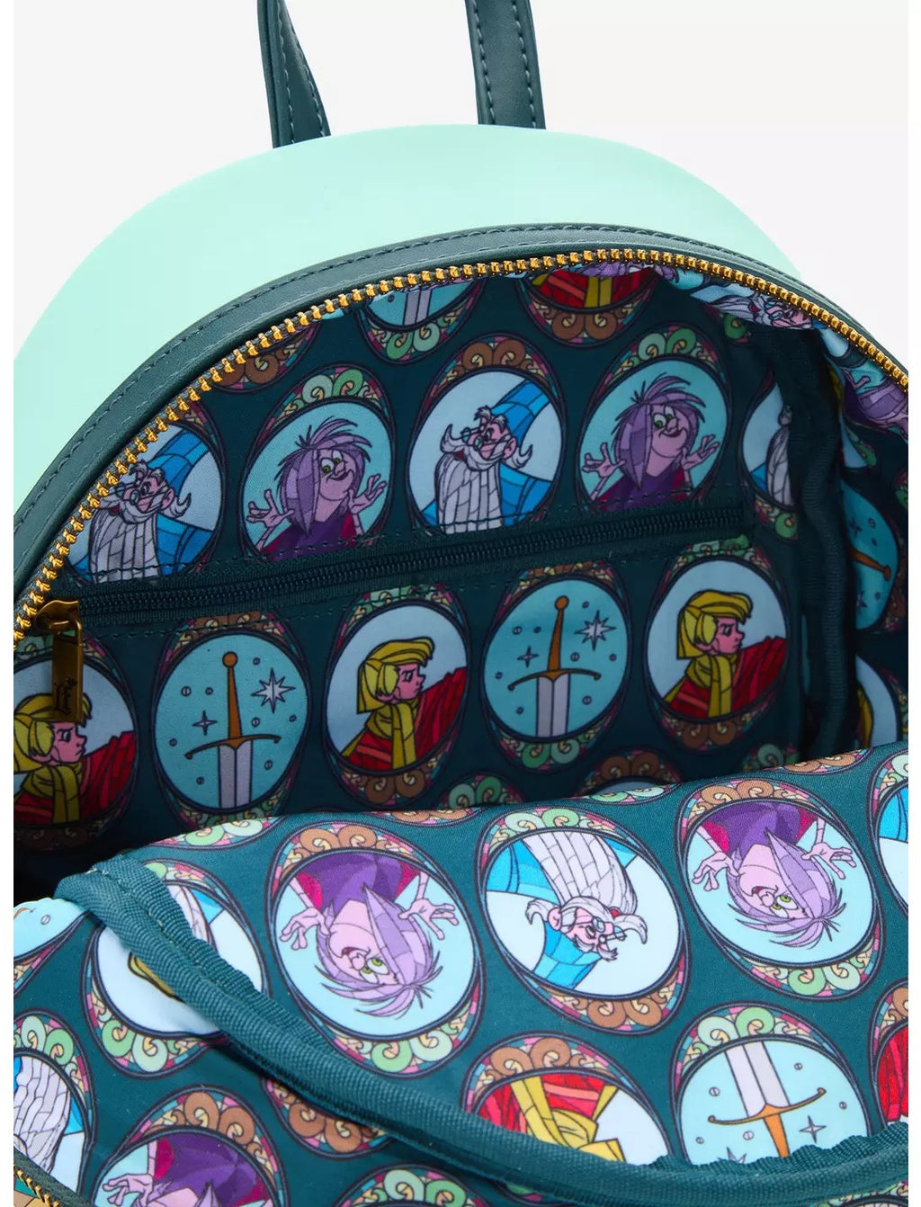 Loungefly Disney The Sword in the Stone Stained Glass Portrait Mini Backpack