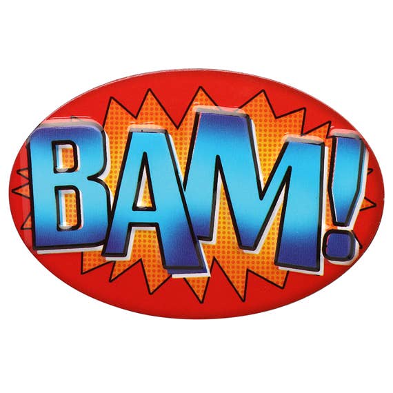 Bam Embossed Metal Magnet: Tin